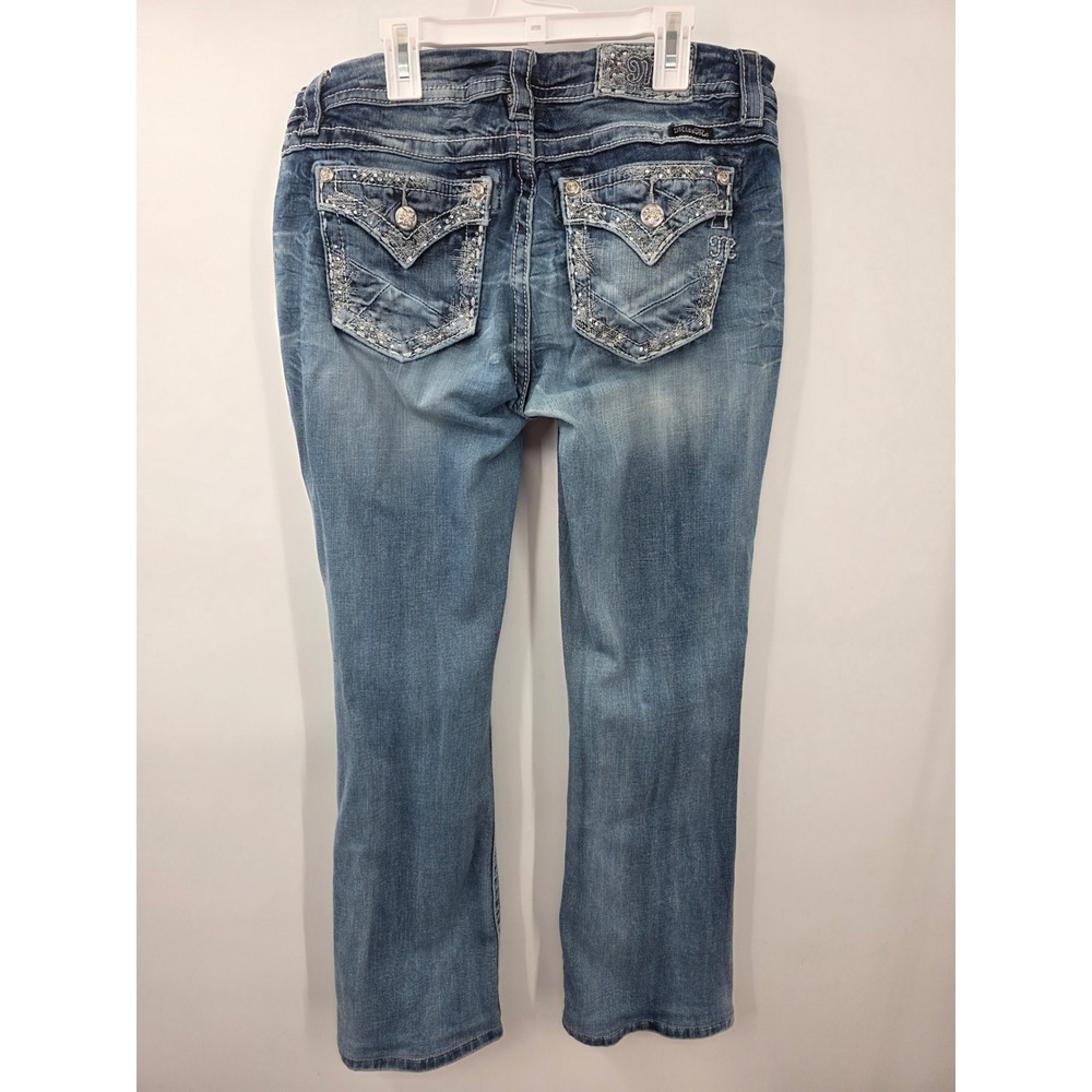 Miss Me Easy Boot Mid Rise Embellished Distressed Denim Jeans Size 30